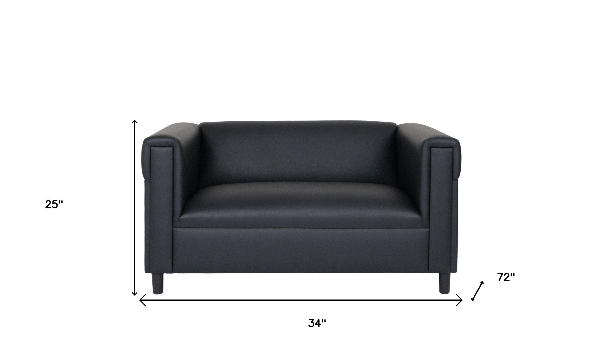 72" Black Faux leather Love Seat