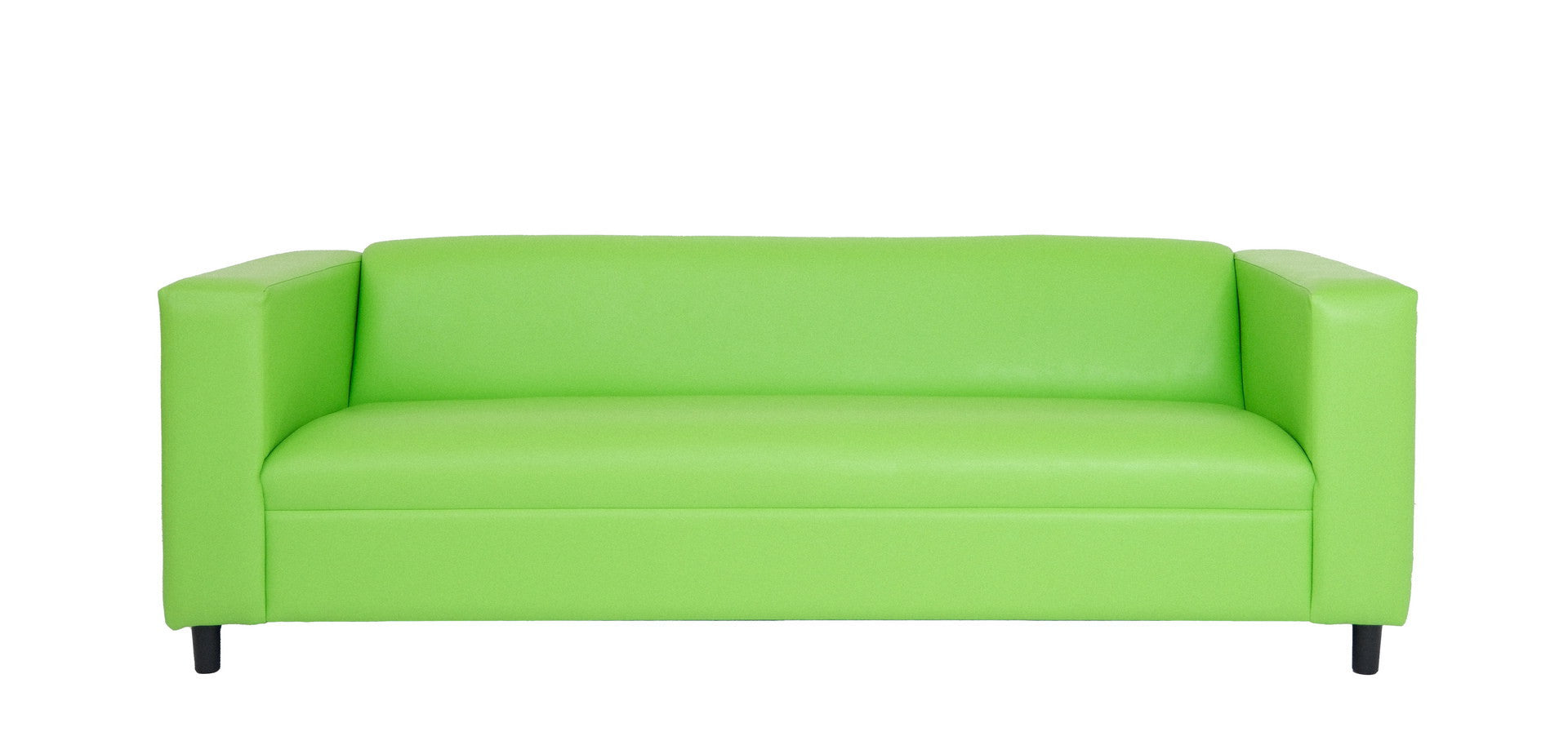 84" Green Faux Leather And Black Sofa