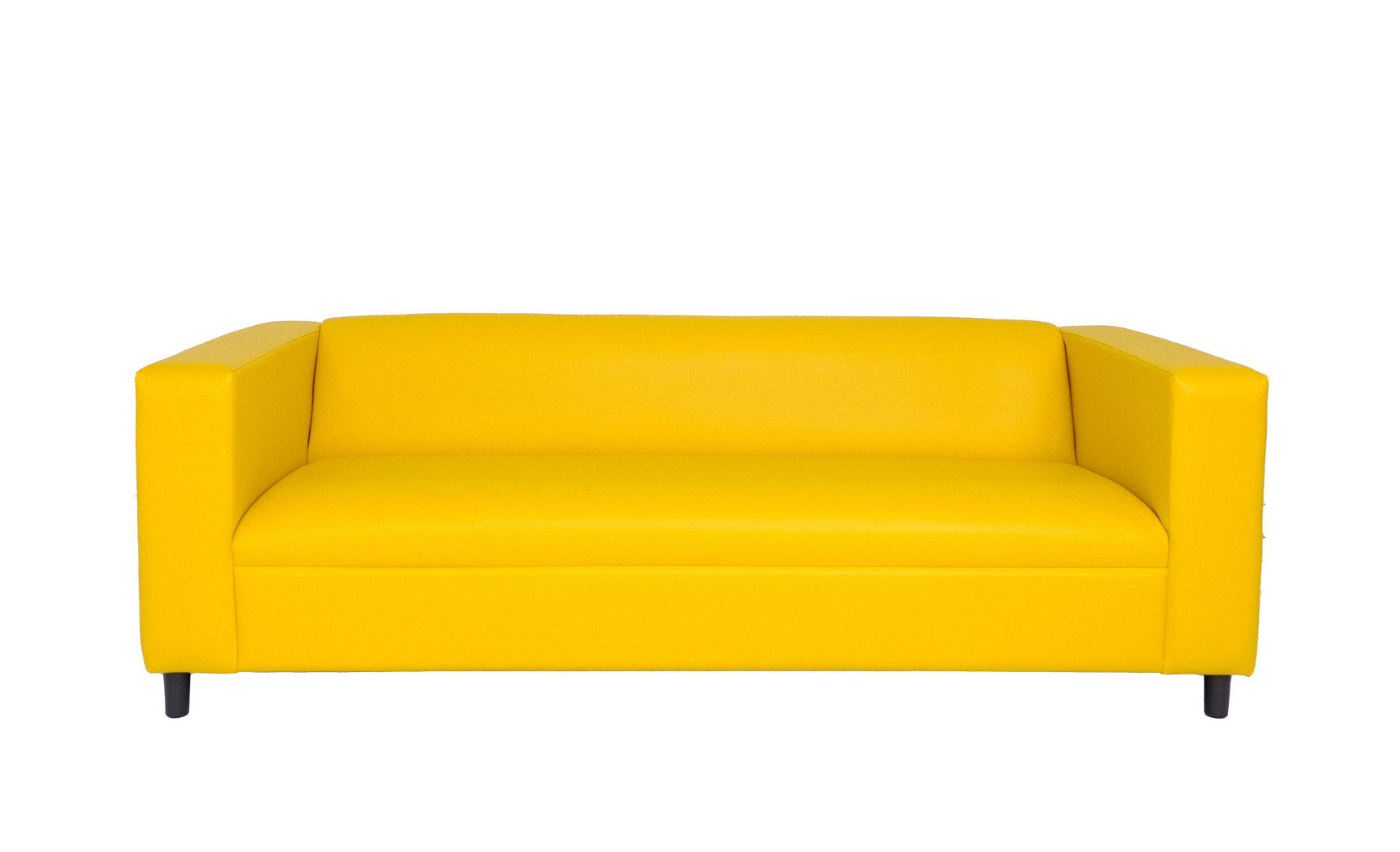 84" Yellow Faux Leather And Black Sofa