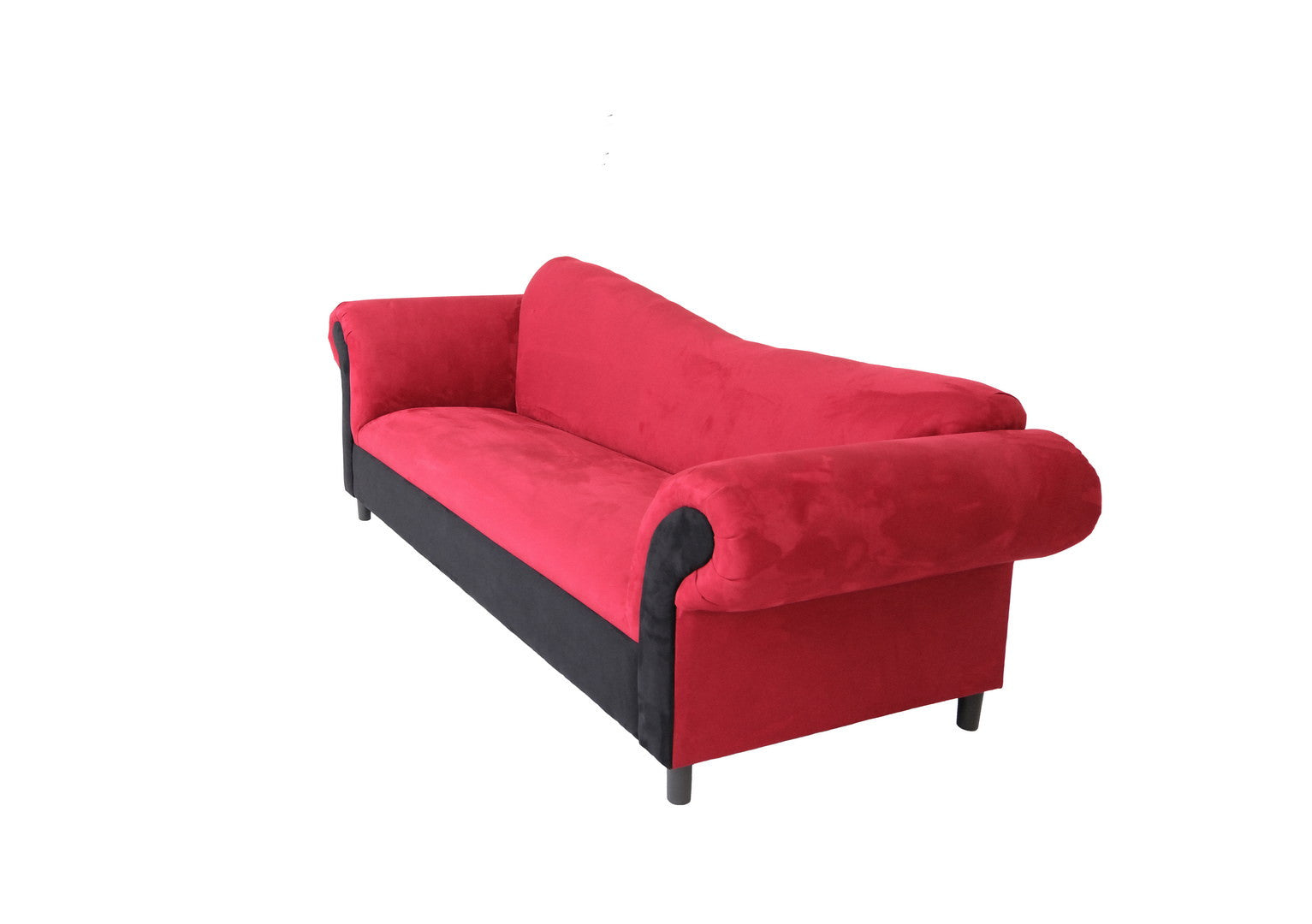 98" Red Velvet And Black Settee