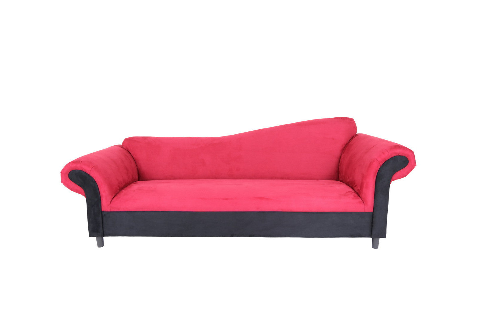 98" Red Velvet And Black Settee