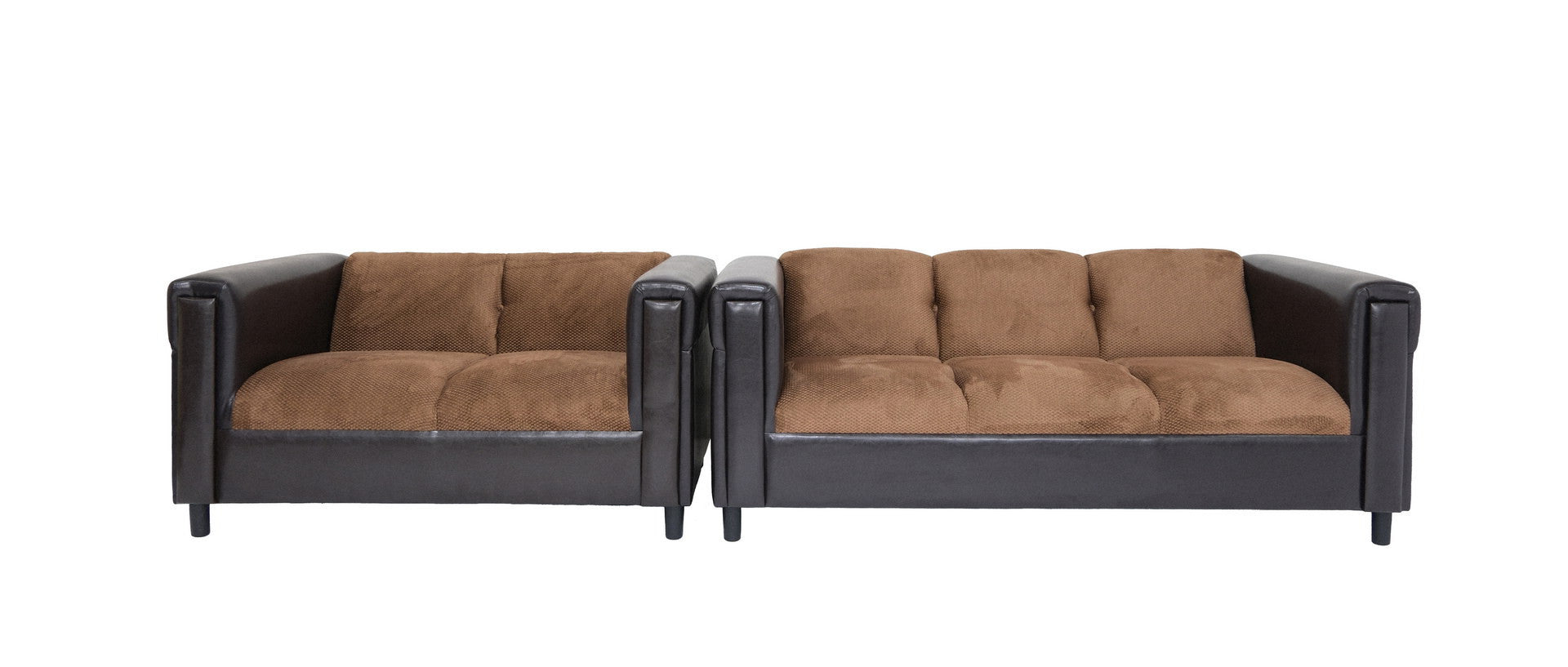 72" Brown Chenille And Black Sofa