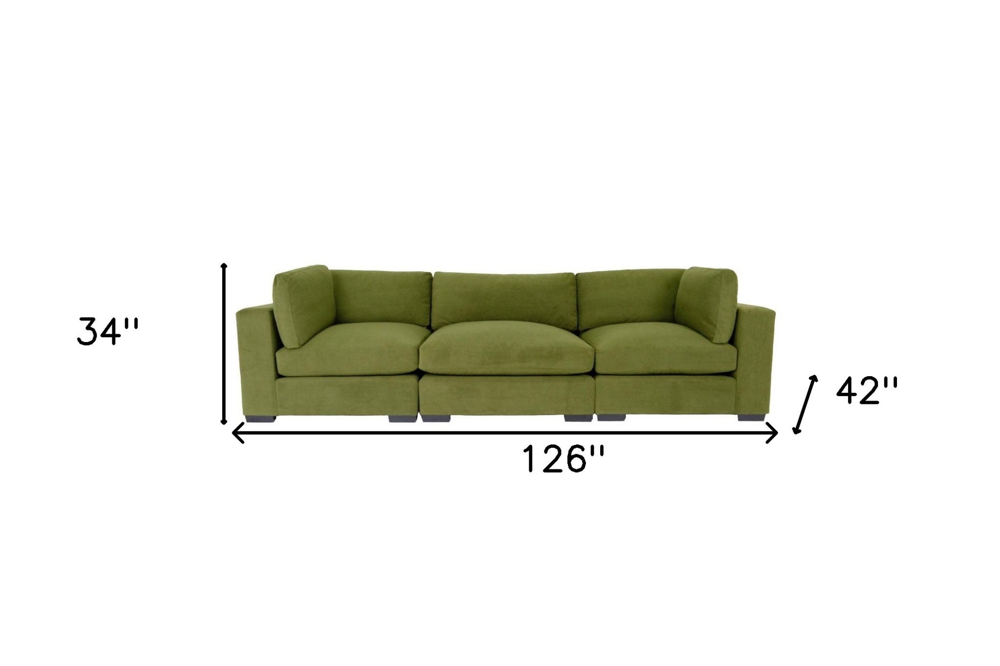 126" Moss Green Microfiber And Dark Brown Sofa