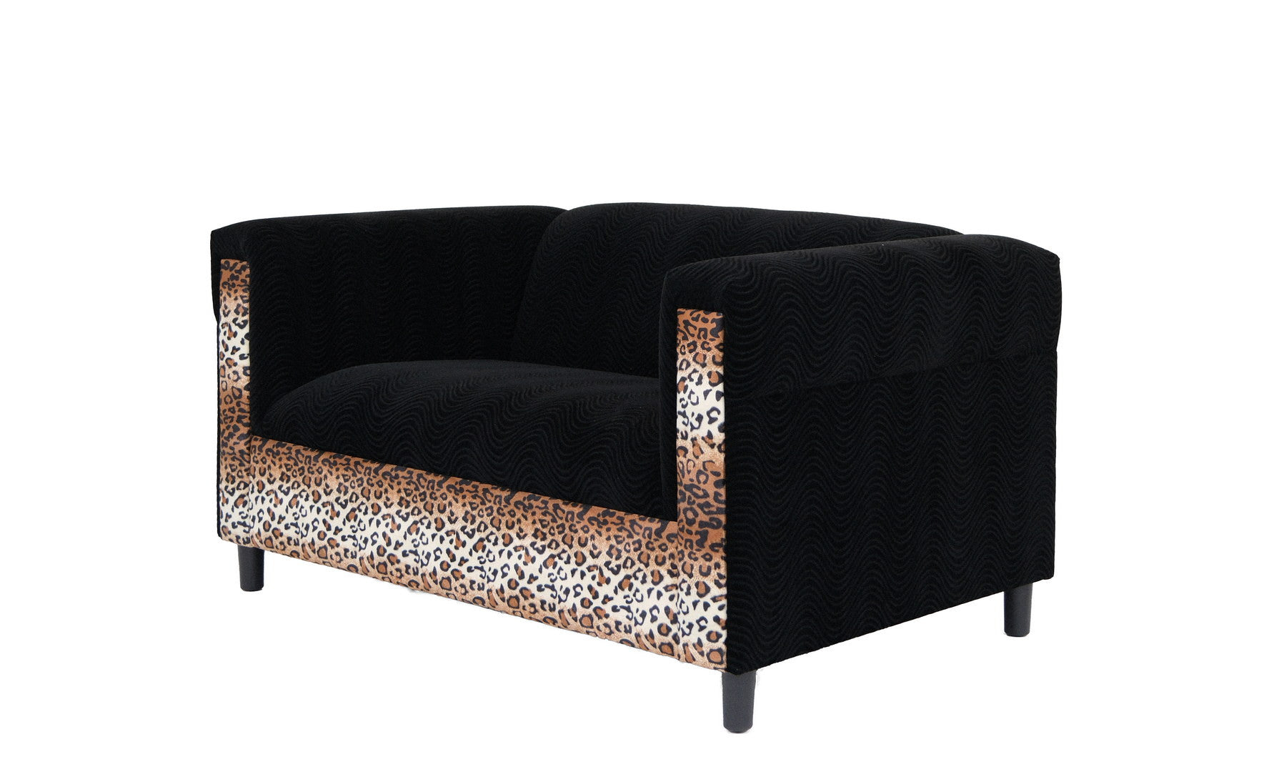 72" Black and  Leopard Microsuede Love Seat