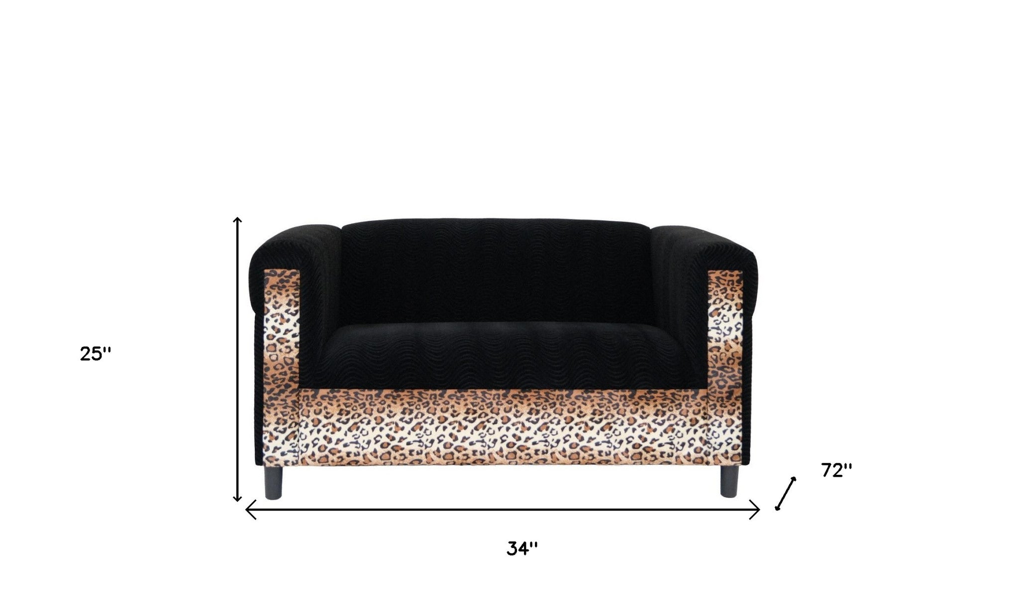 72" Black and  Leopard Microsuede Love Seat