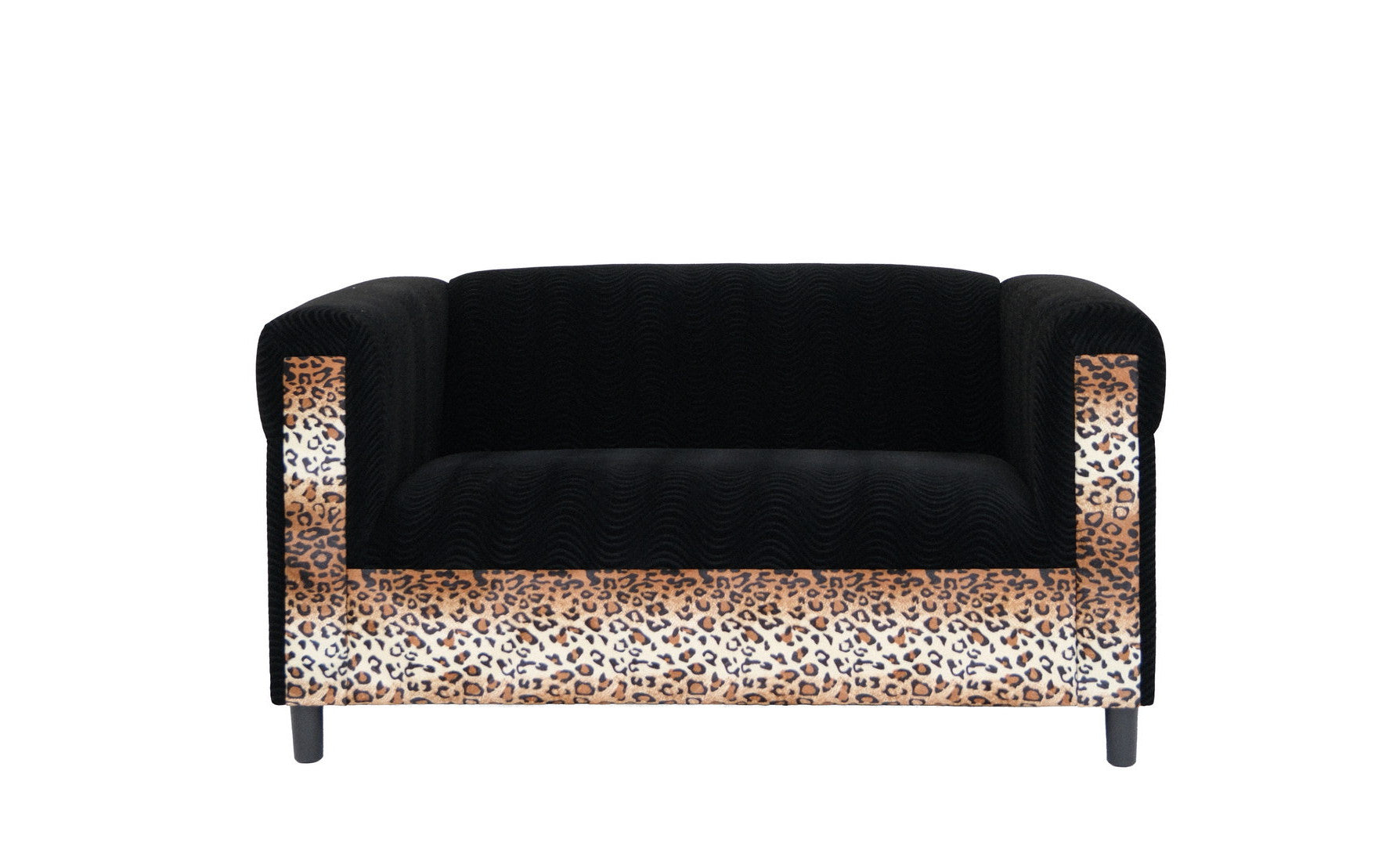 72" Black and  Leopard Microsuede Love Seat