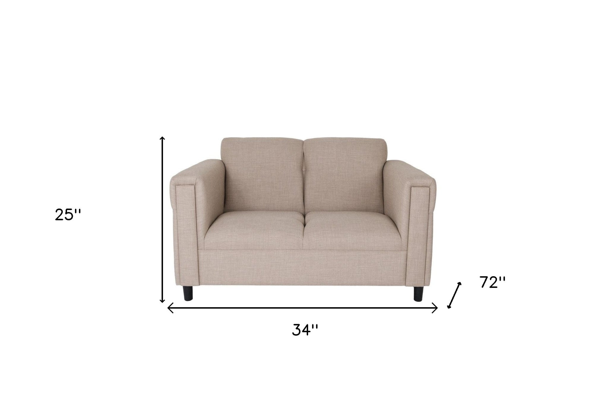 72" Deep Taupe and Black Polyester Blend Love Seat