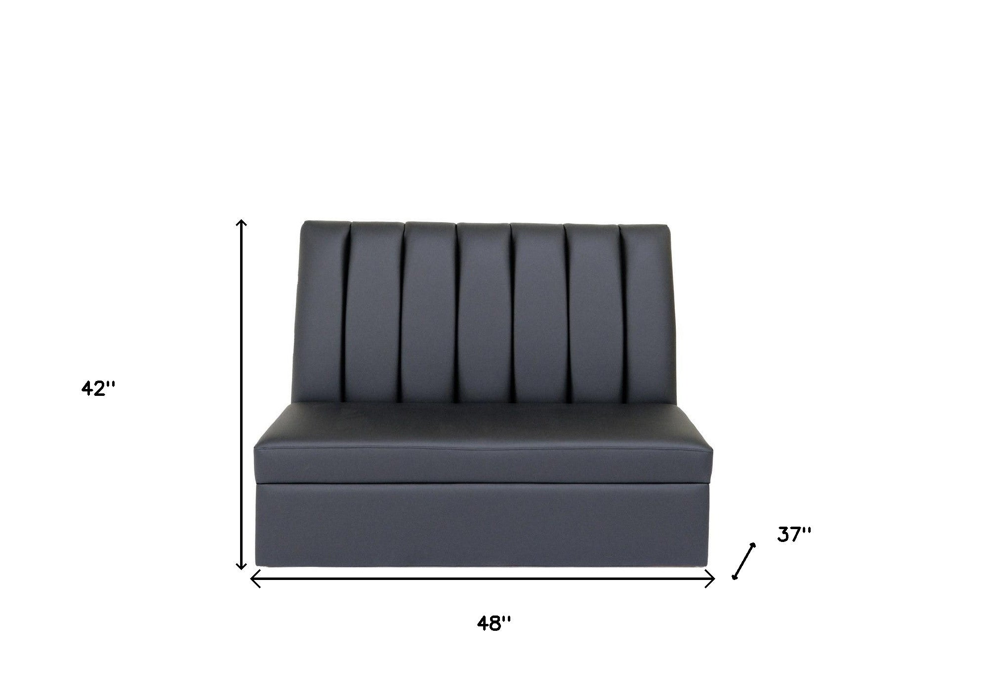 48" Black Faux Leather Armless Love Seat