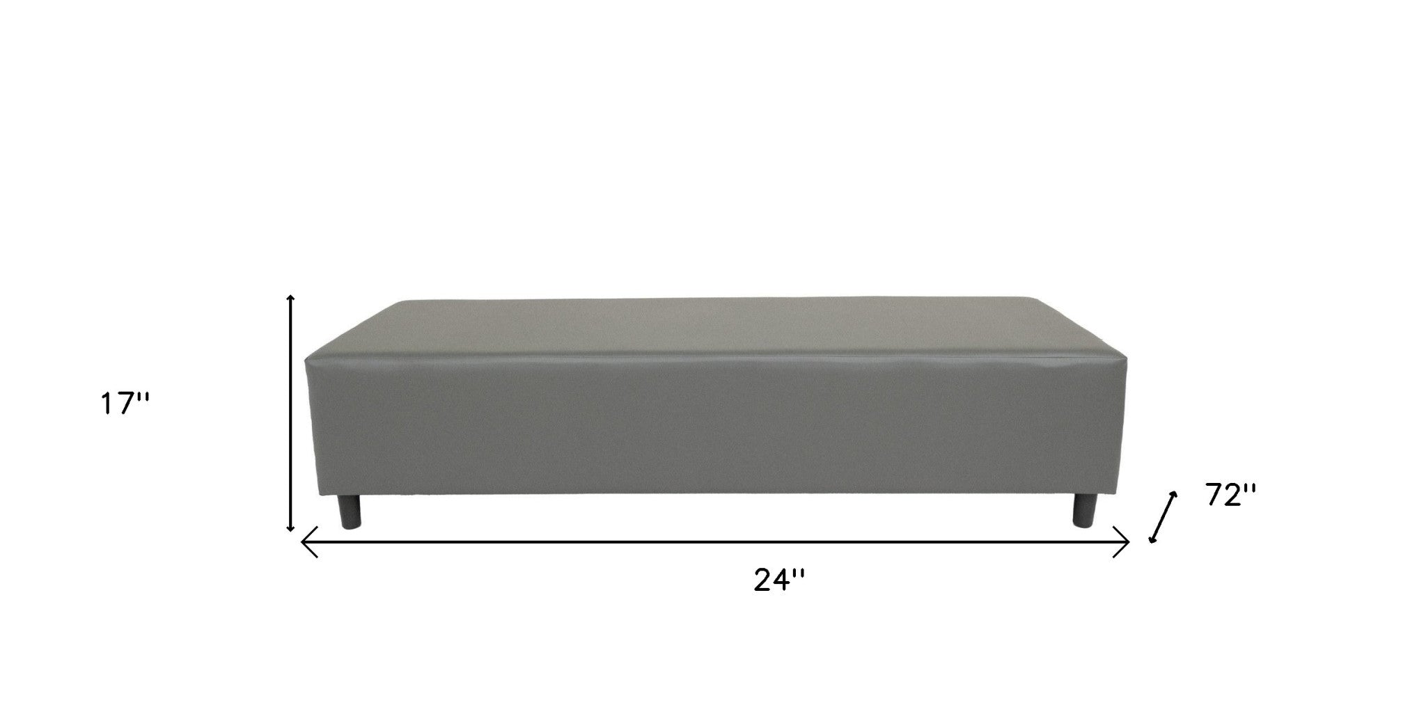 72" Gray And Black Upholstered Faux Leather Bench