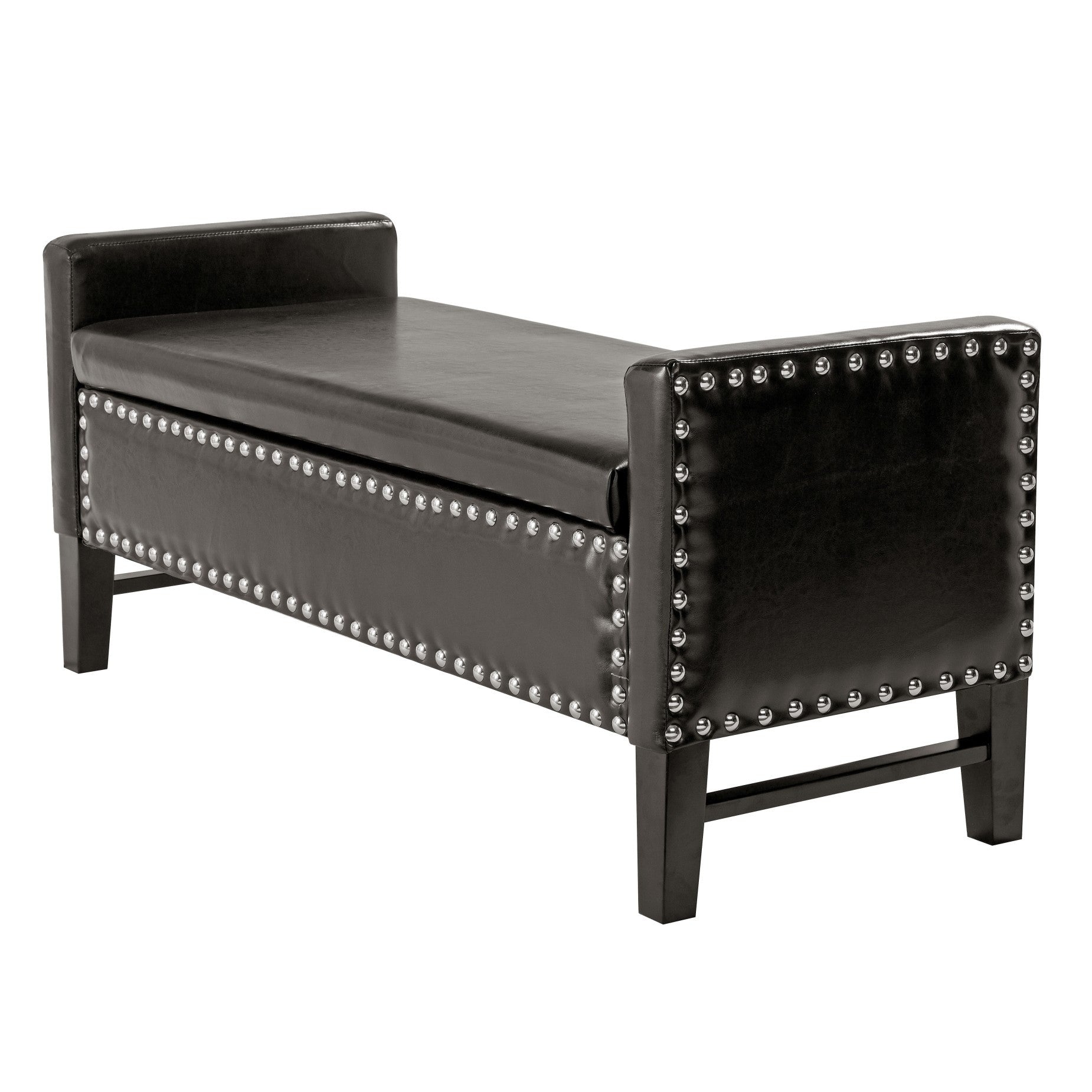 50" Espresso Upholstered PU Leather Bench With Flip top