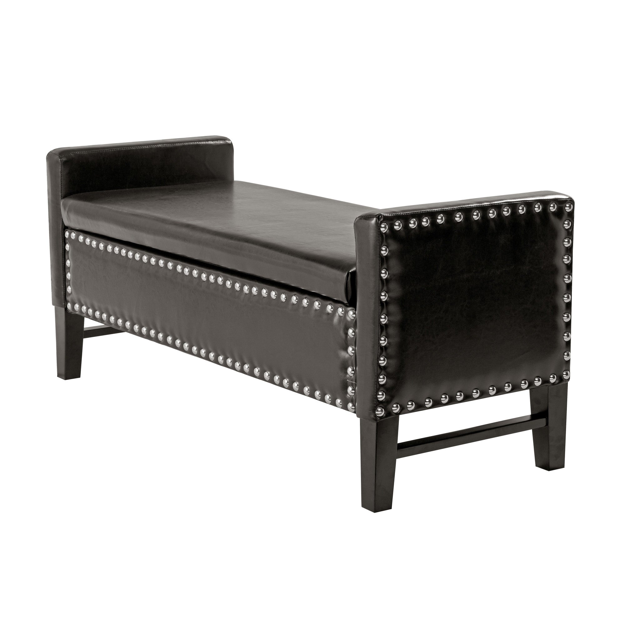 50" Espresso Upholstered PU Leather Bench With Flip top