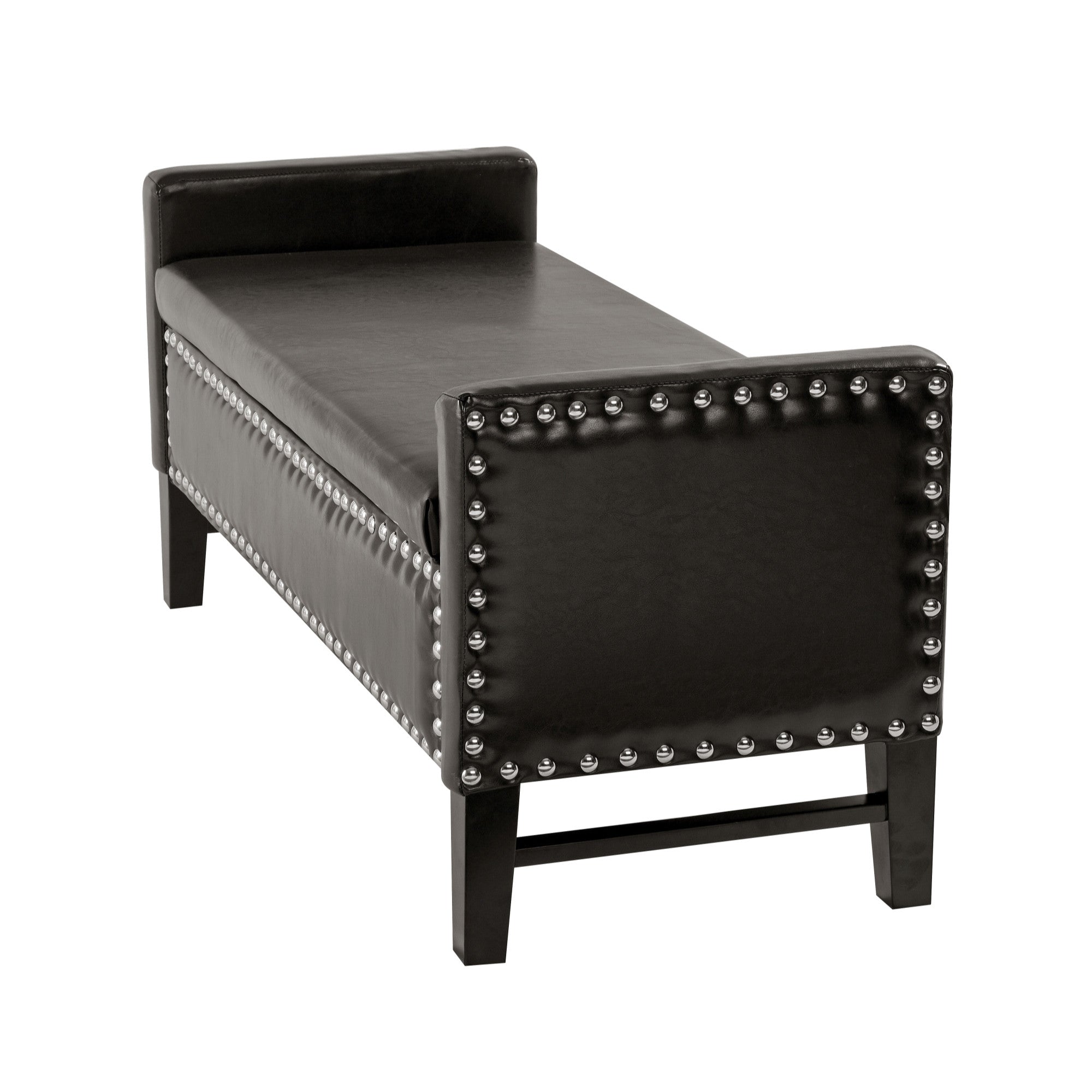 50" Espresso Upholstered PU Leather Bench With Flip top