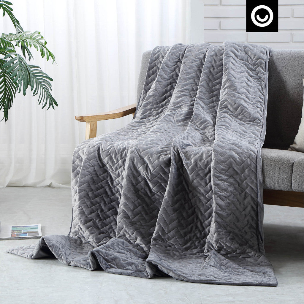 Gray Quilted PolYester Solid Color Weighted Twin Blanket