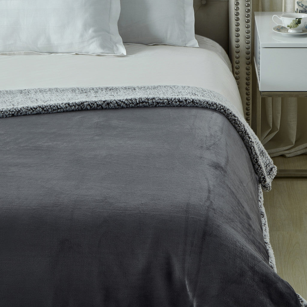 Dark Slate Gray Knitted PolYester Solid Color Plush Queen Blanket