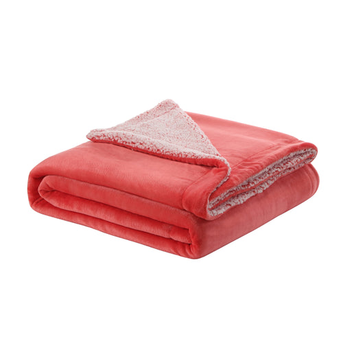 Fuchsia Knitted PolYester Solid Color Plush Queen Blanket