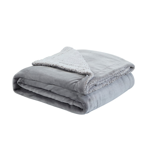 Light Gray Knitted PolYester Solid Color Plush Throw Blanket