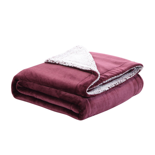 Purple Knitted PolYester Solid Color Plush Queen Blanket