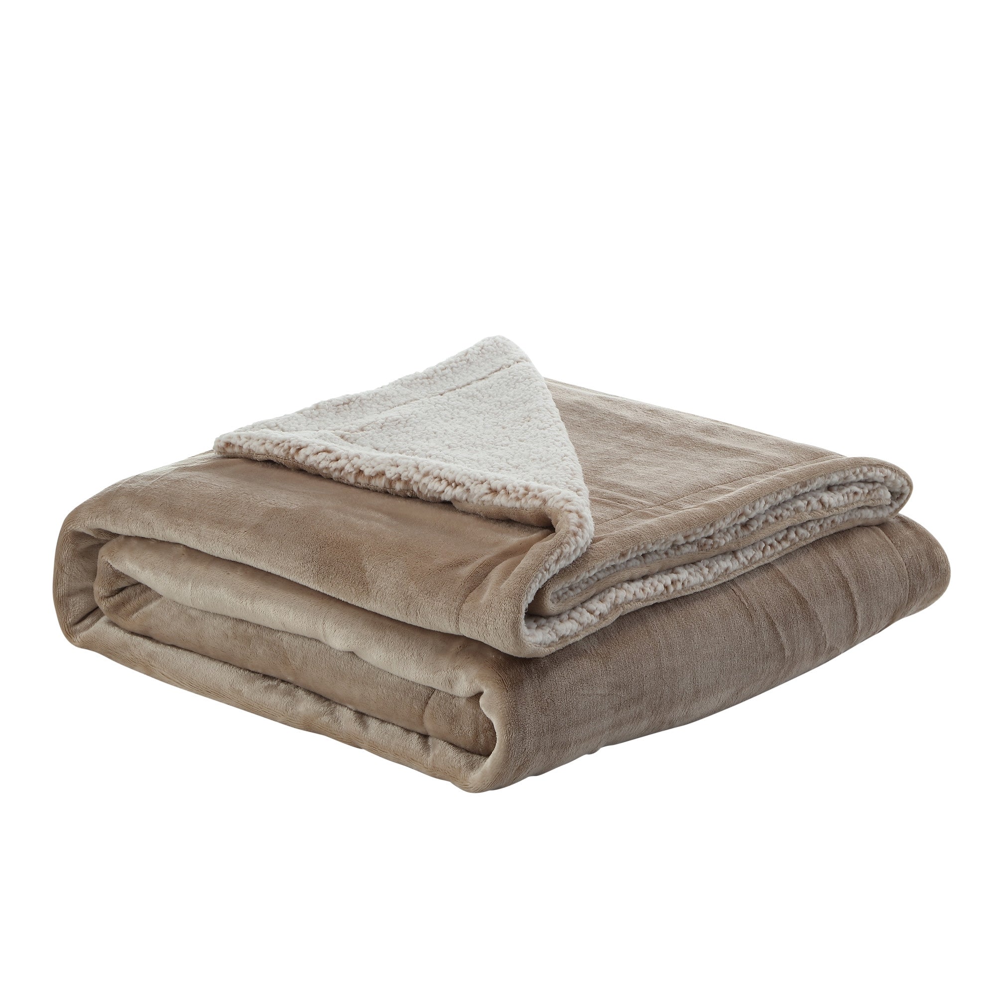 Taupe Knitted PolYester Solid Color Plush Queen Blanket