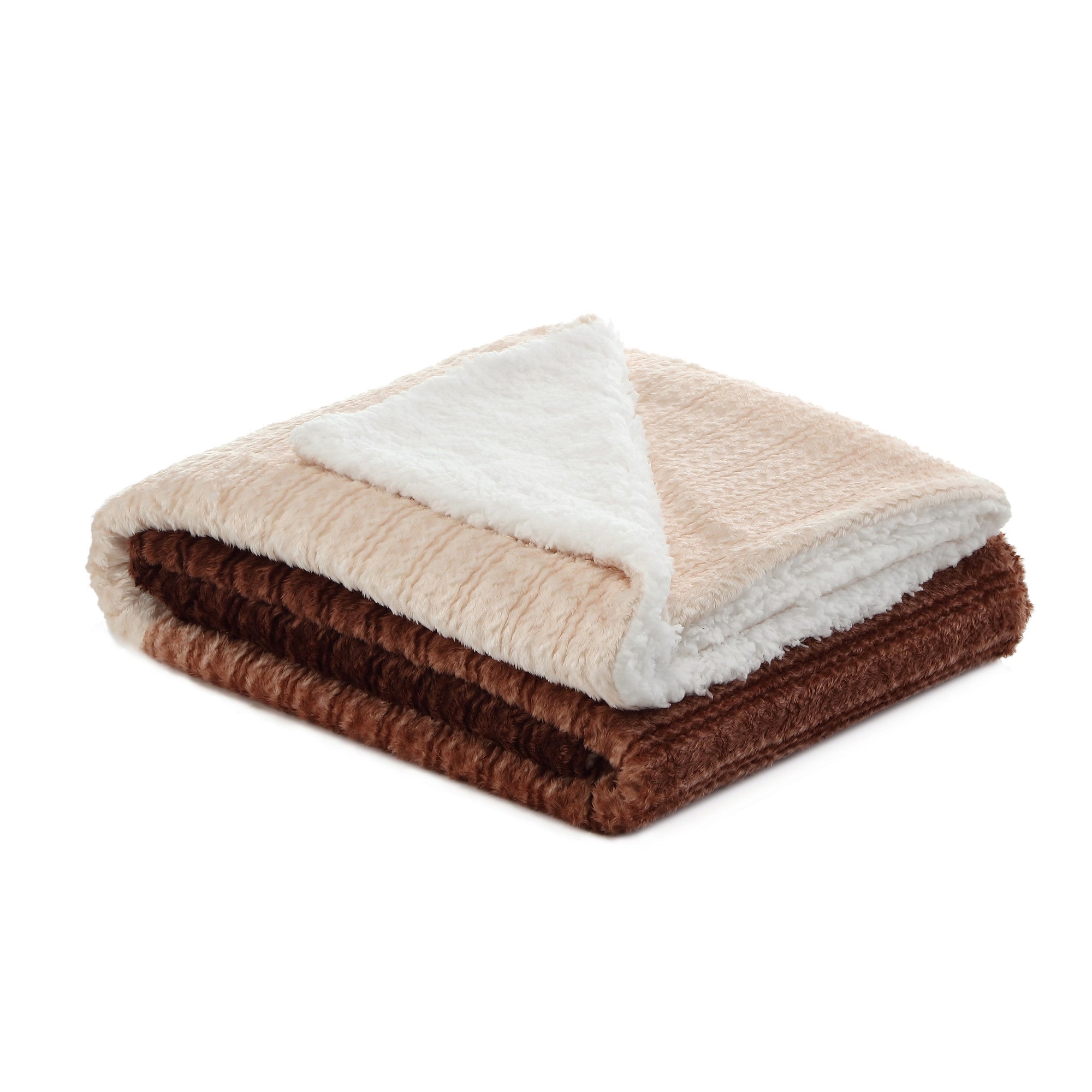 Brown Knitted PolYester Solid Color Plush Throw Blanket