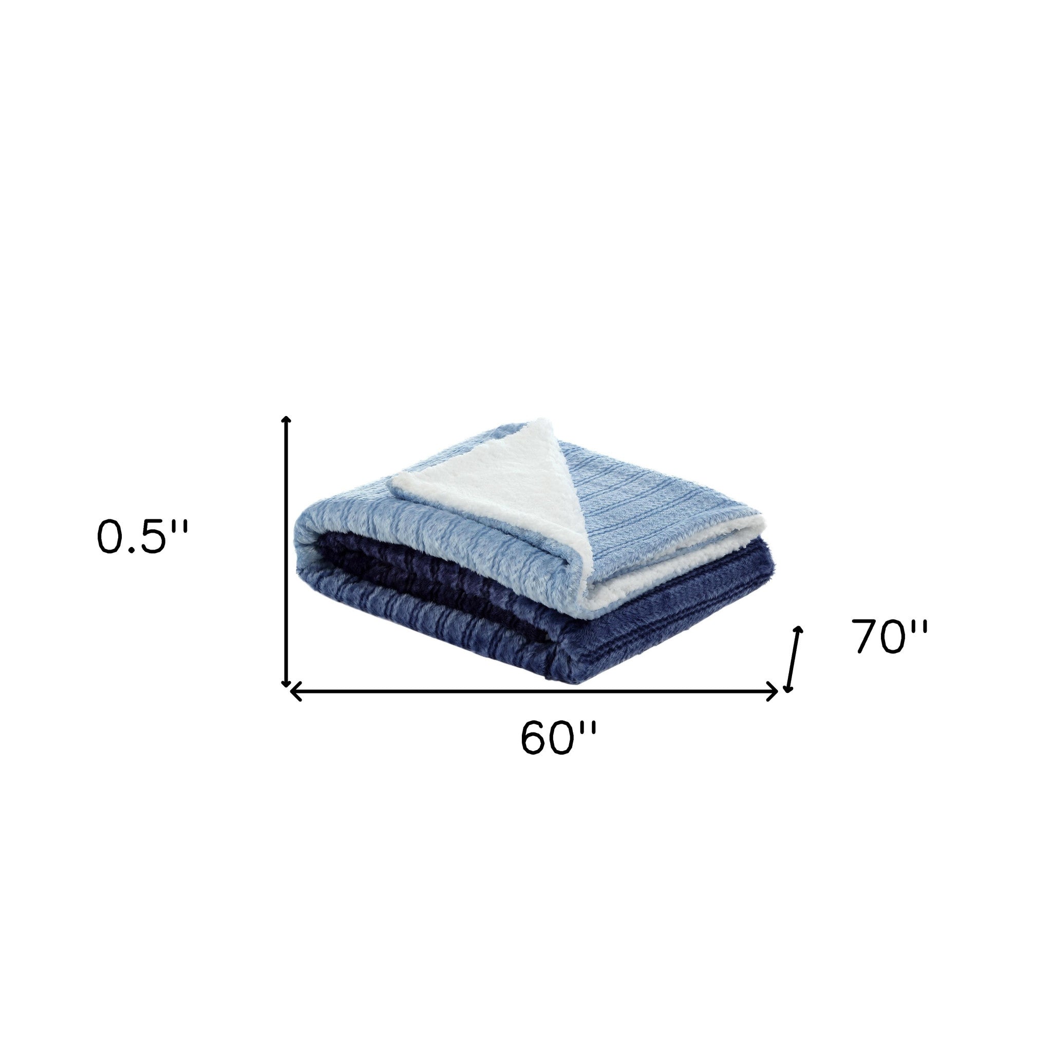 Navy Blue Knitted PolYester Solid Color Plush Throw Blanket