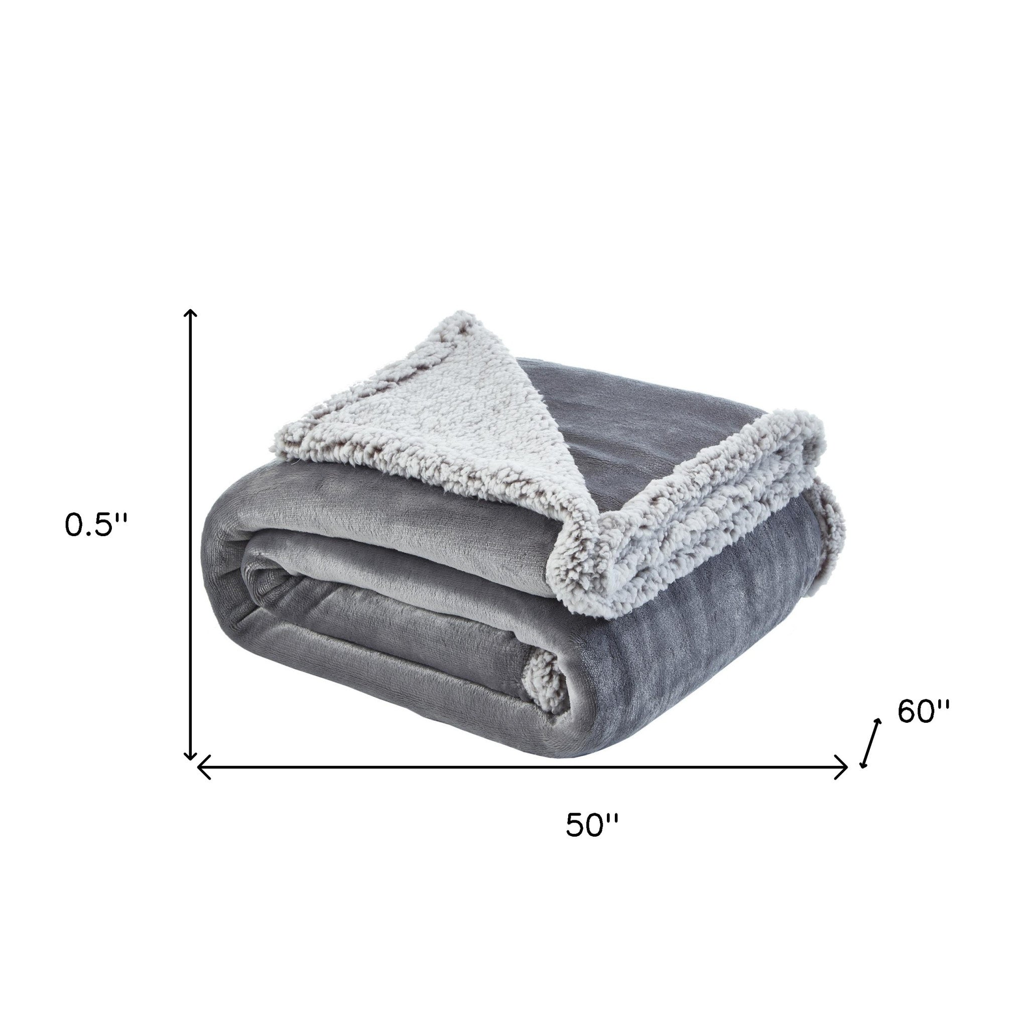 Light Gray Knitted PolYester Solid Color Plush Throw Blanket