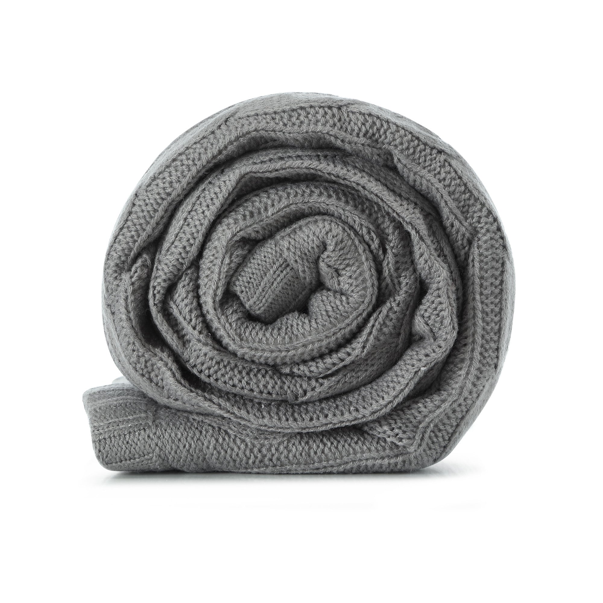 Light Gray Knitted Acrylic Solid Color Throw Blanket