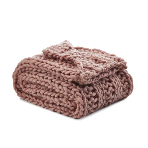 Blush Knitted Polyester Solid Color Throw Blanket