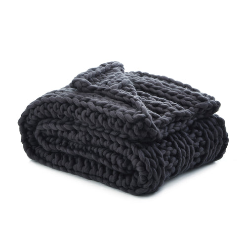 Dark Slate Gray Knitted Polyester Solid Color Throw Blanket