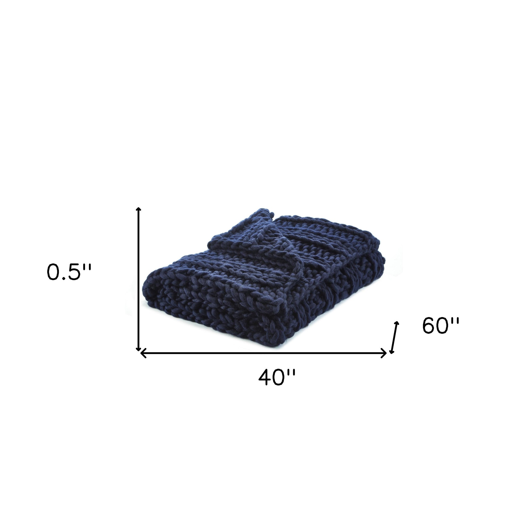 Navy Blue Knitted Polyester Solid Color Throw Blanket