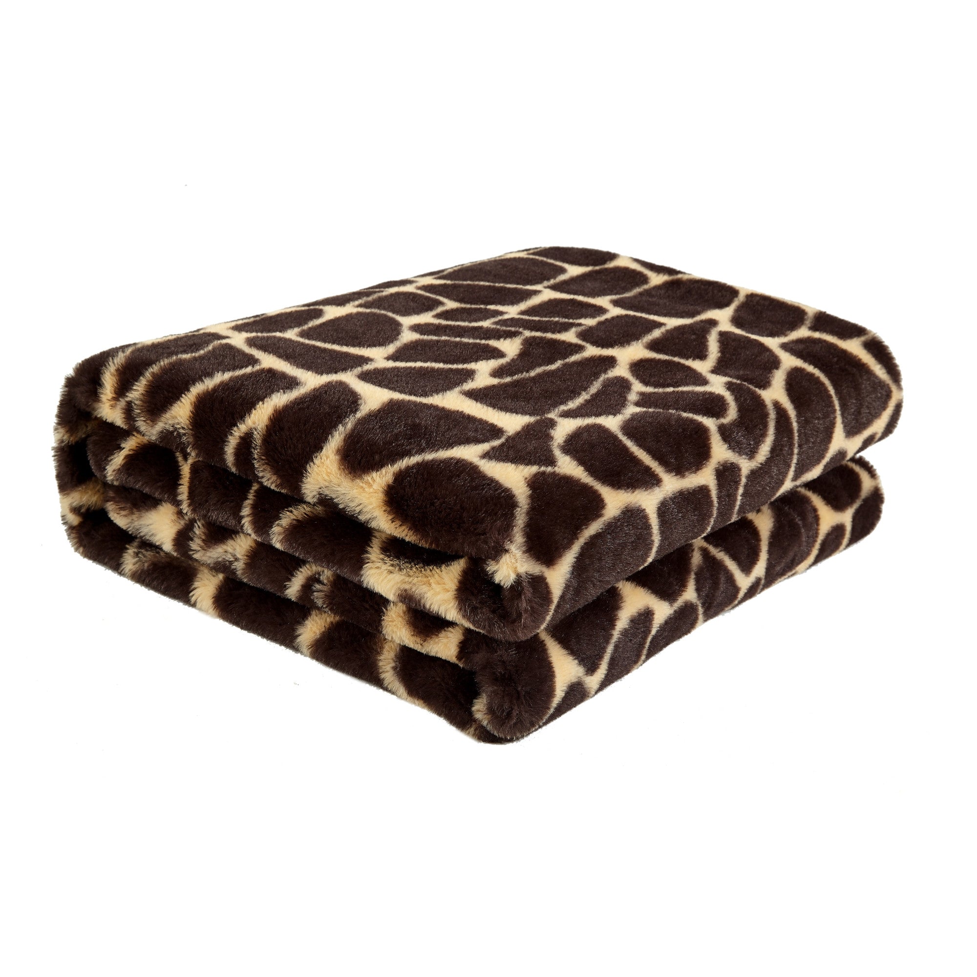 Yellow and Brown Knitted PolYester Animal Print Plush Throw Blanket