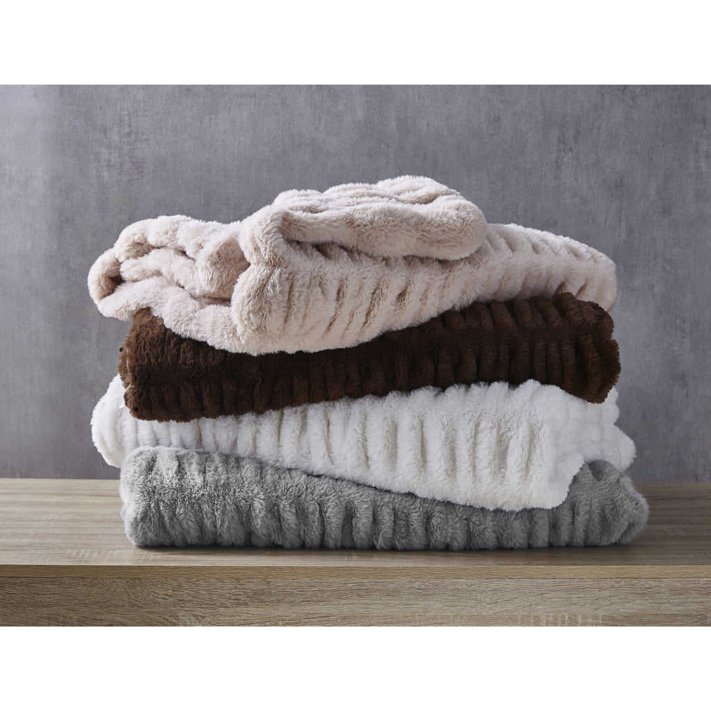 Blush Knitted Polyester Solid Color Throw Blanket