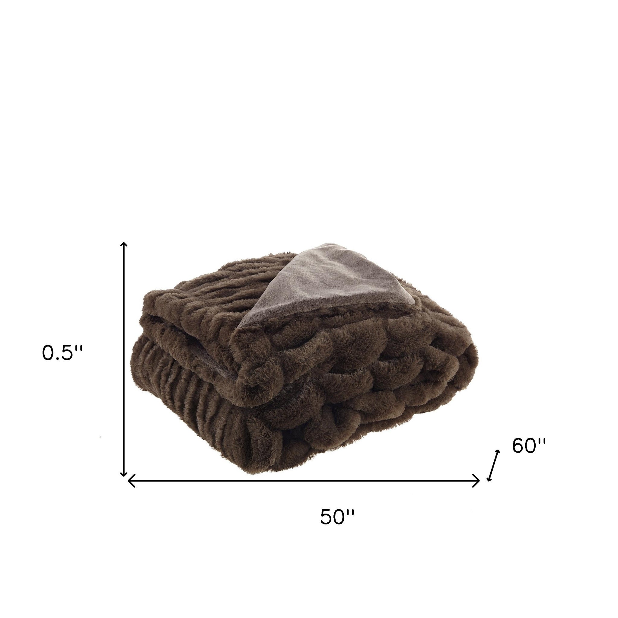 Brown Knitted Polyester Solid Color Throw Blanket