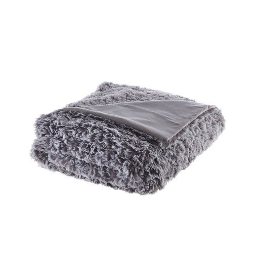 Gray Knitted PolYester Solid Color Plush Throw Blanket