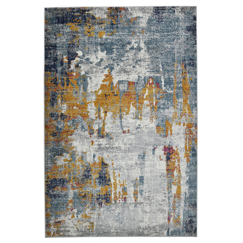 2' x 3' Blue and Orange Abstract Power Loom Area Rug