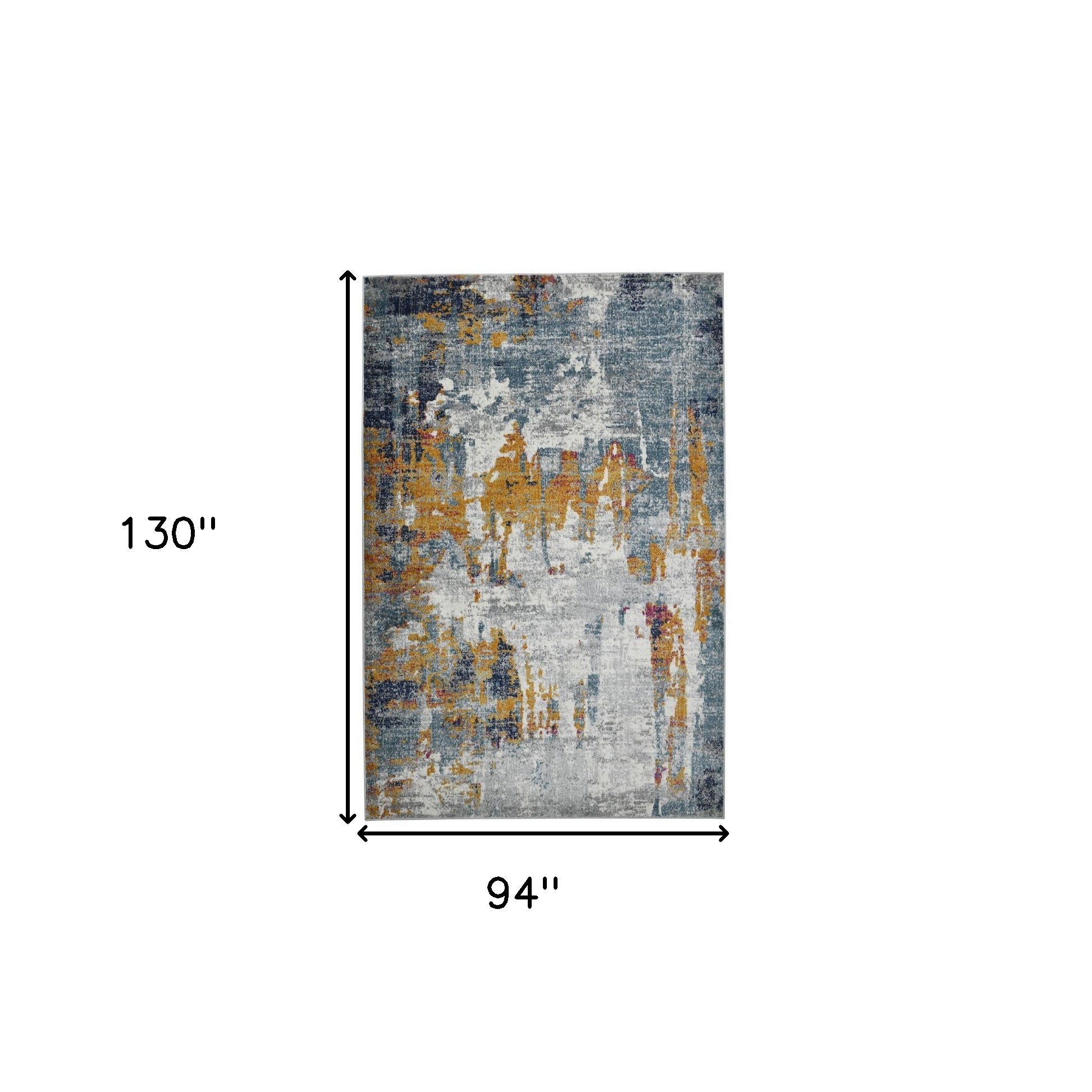 8' x 11' Blue and Orange Abstract Power Loom Area Rug