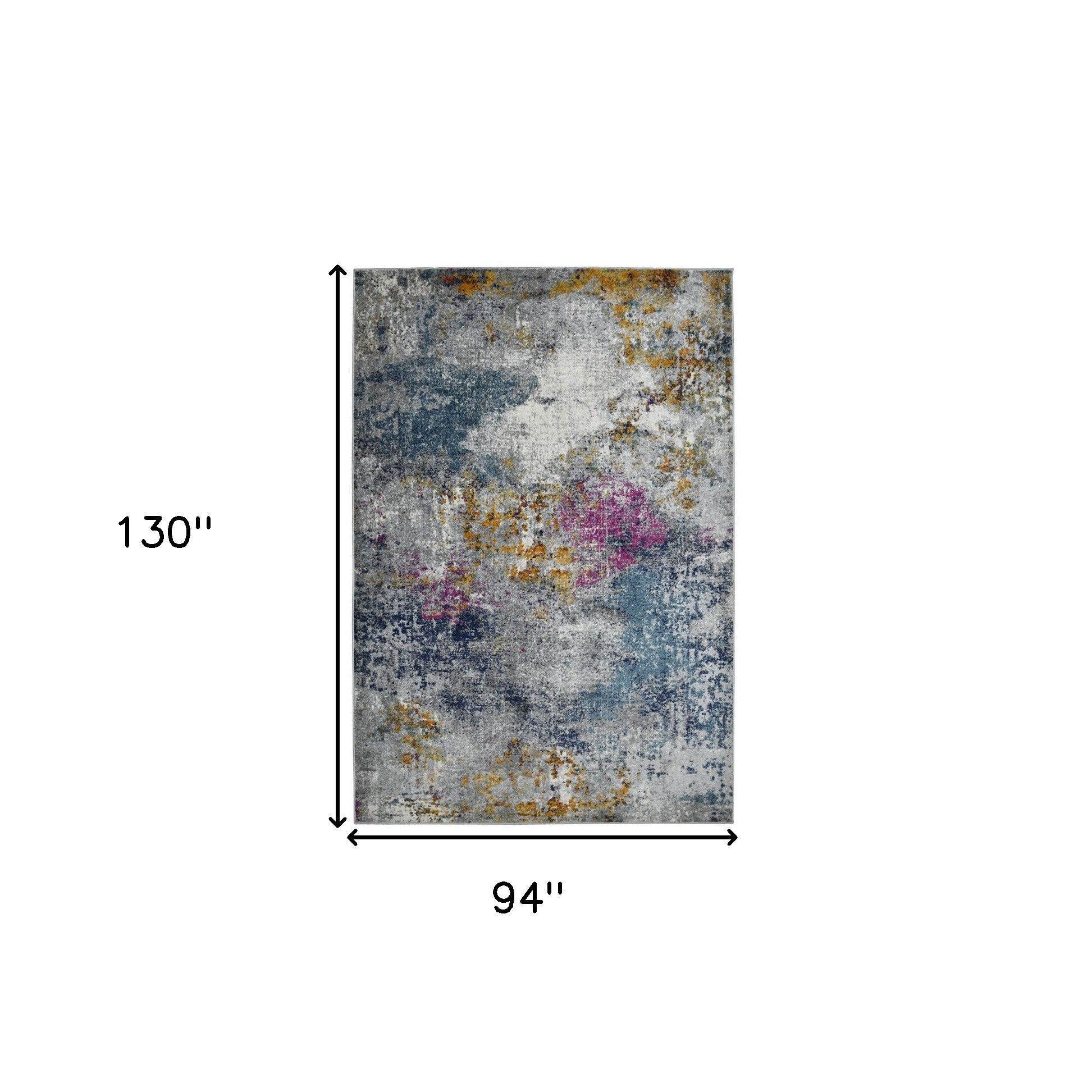 8' x 11' Blue and Pink Abstract Power Loom Area Rug