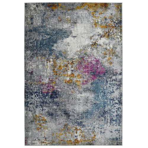 9' x 12' Blue and Pink Abstract Power Loom Area Rug