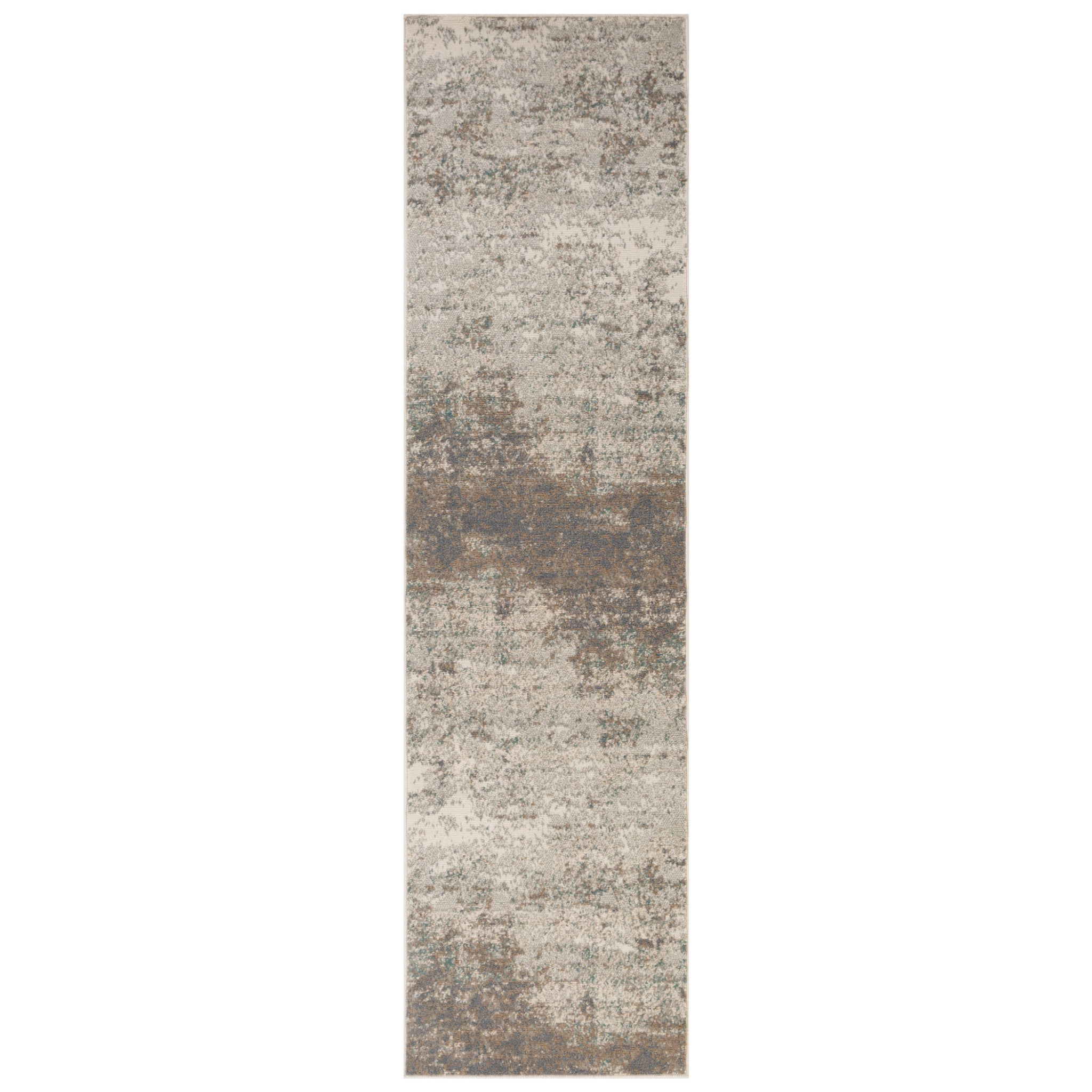 10' Gray Abstract Power Loom Runner Rug