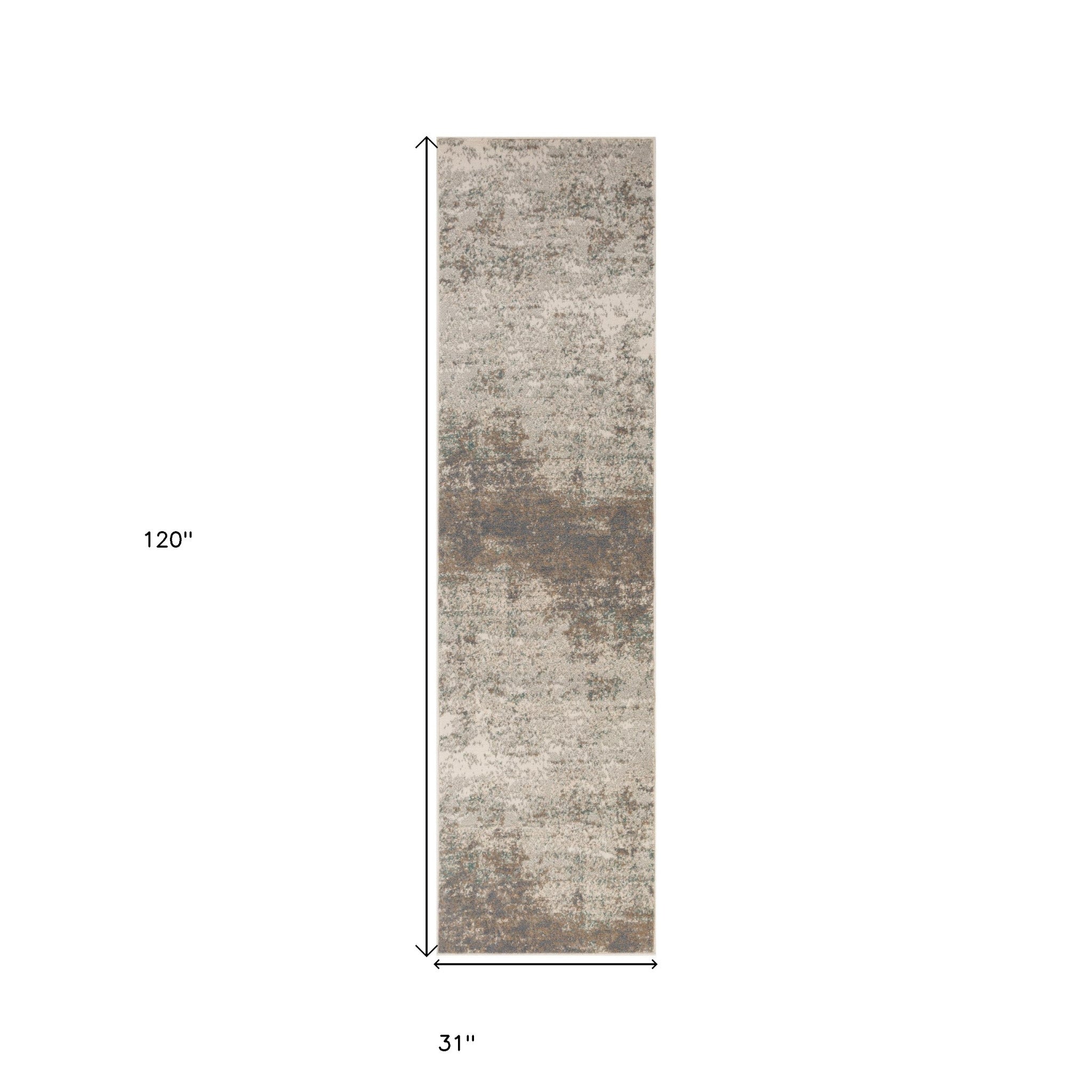 10' Gray Abstract Power Loom Runner Rug