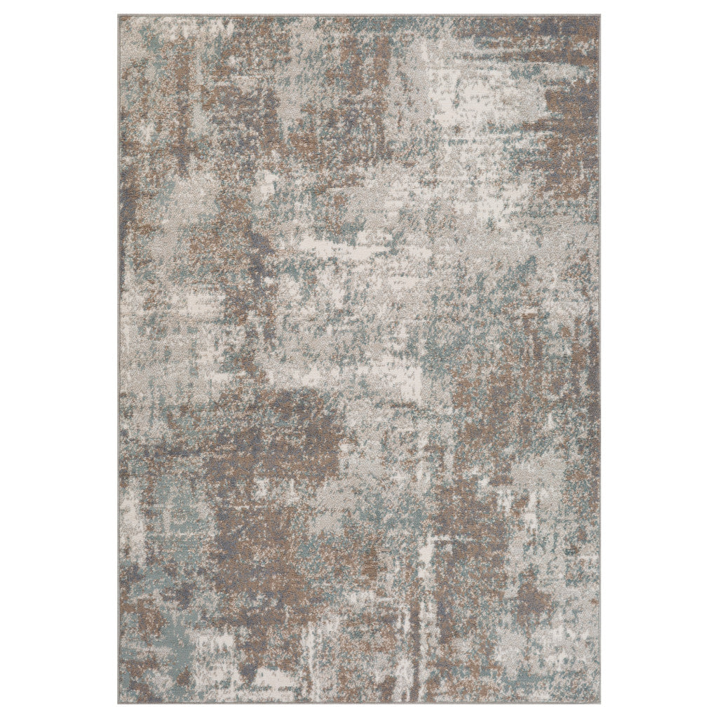 9' x 12' Brown Abstract Power Loom Area Rug