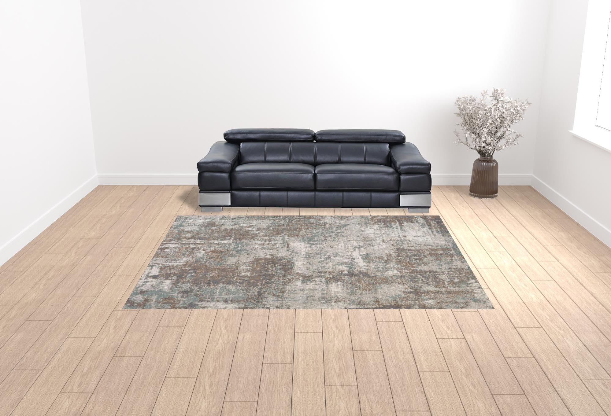 9' x 12' Brown Abstract Power Loom Area Rug