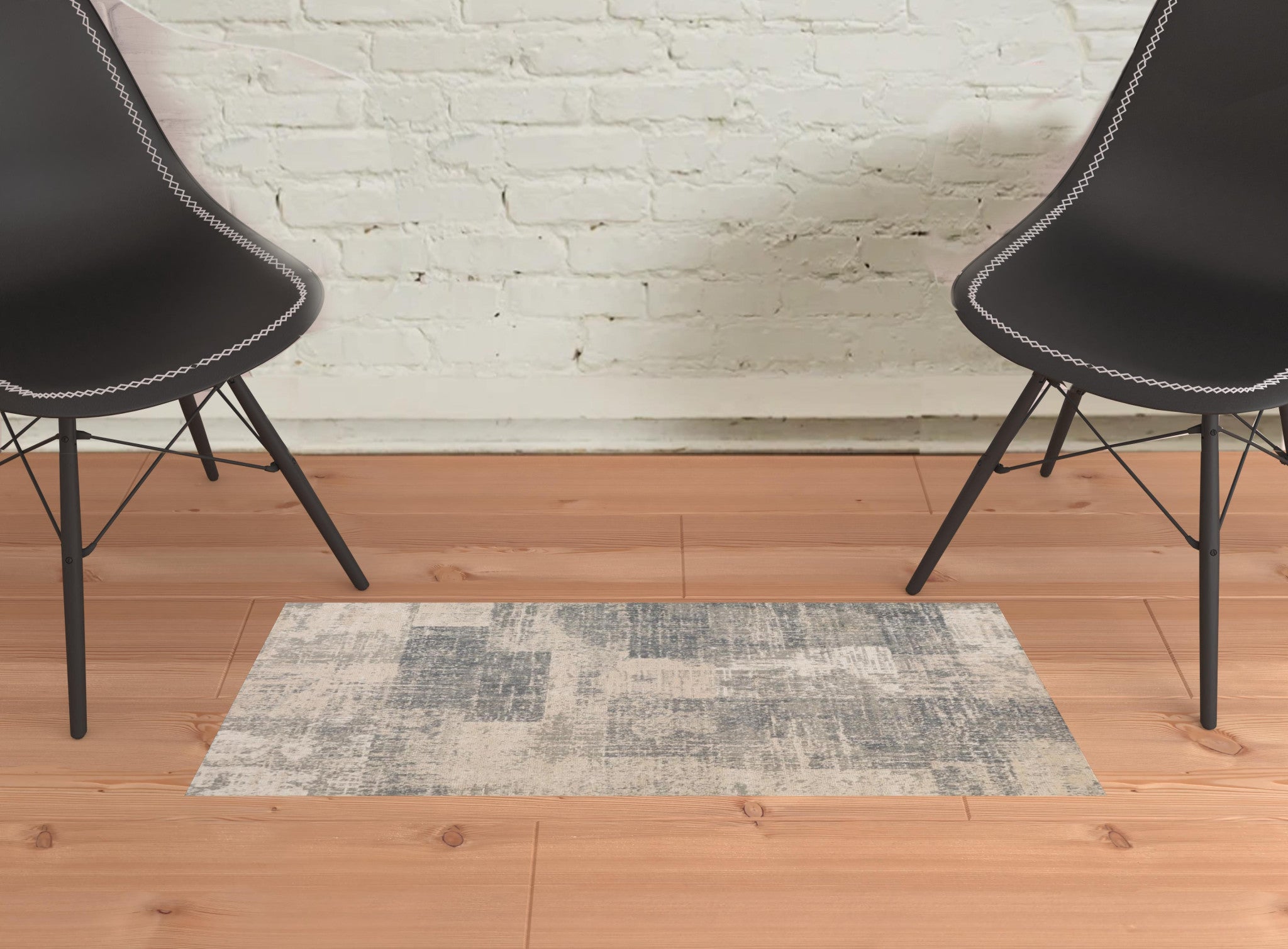 2' x 3' Light Blue Abstract Power Loom Area Rug