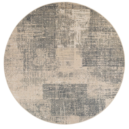 8' Light Blue Round Abstract Power Loom Area Rug