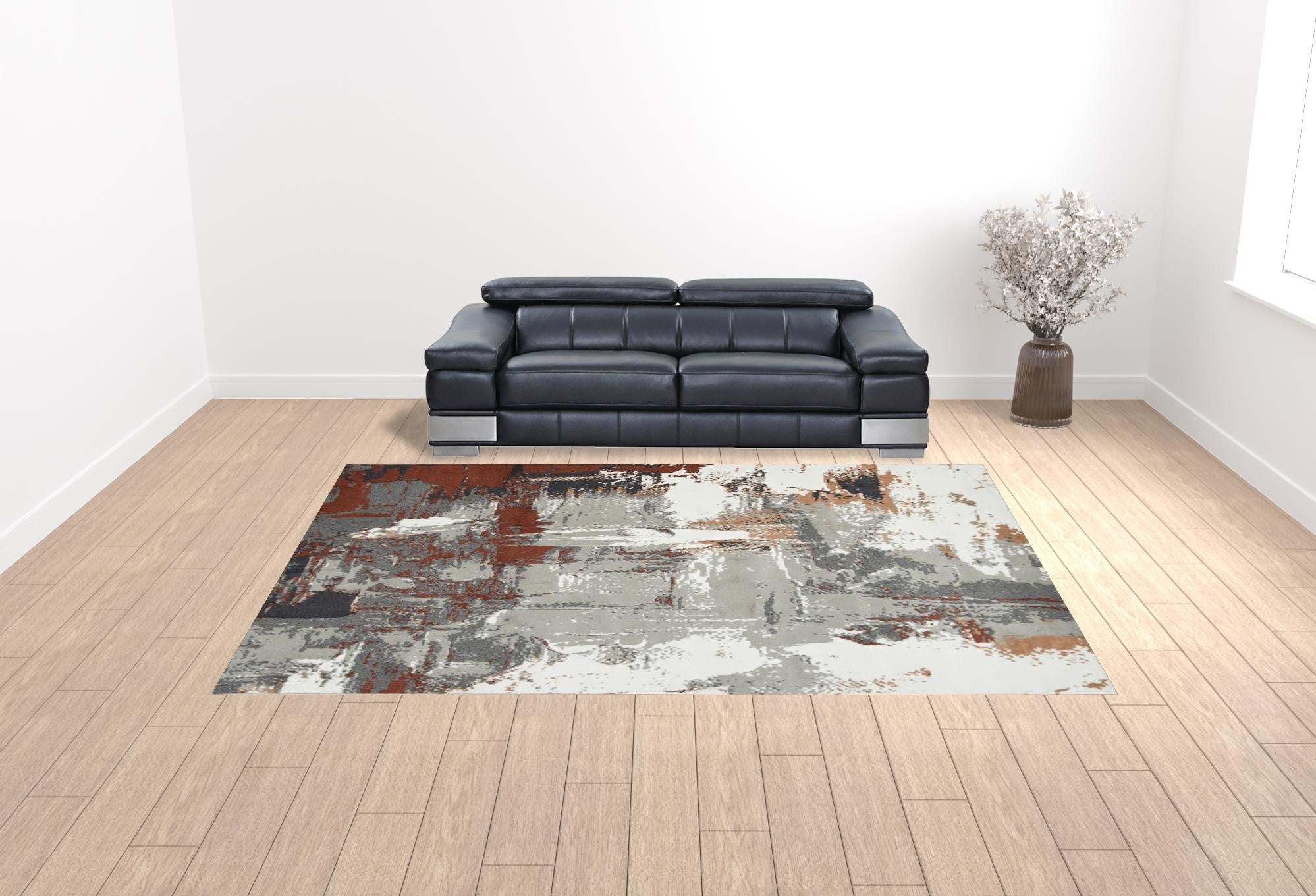 10' x 14' Rust Abstract Power Loom Area Rug