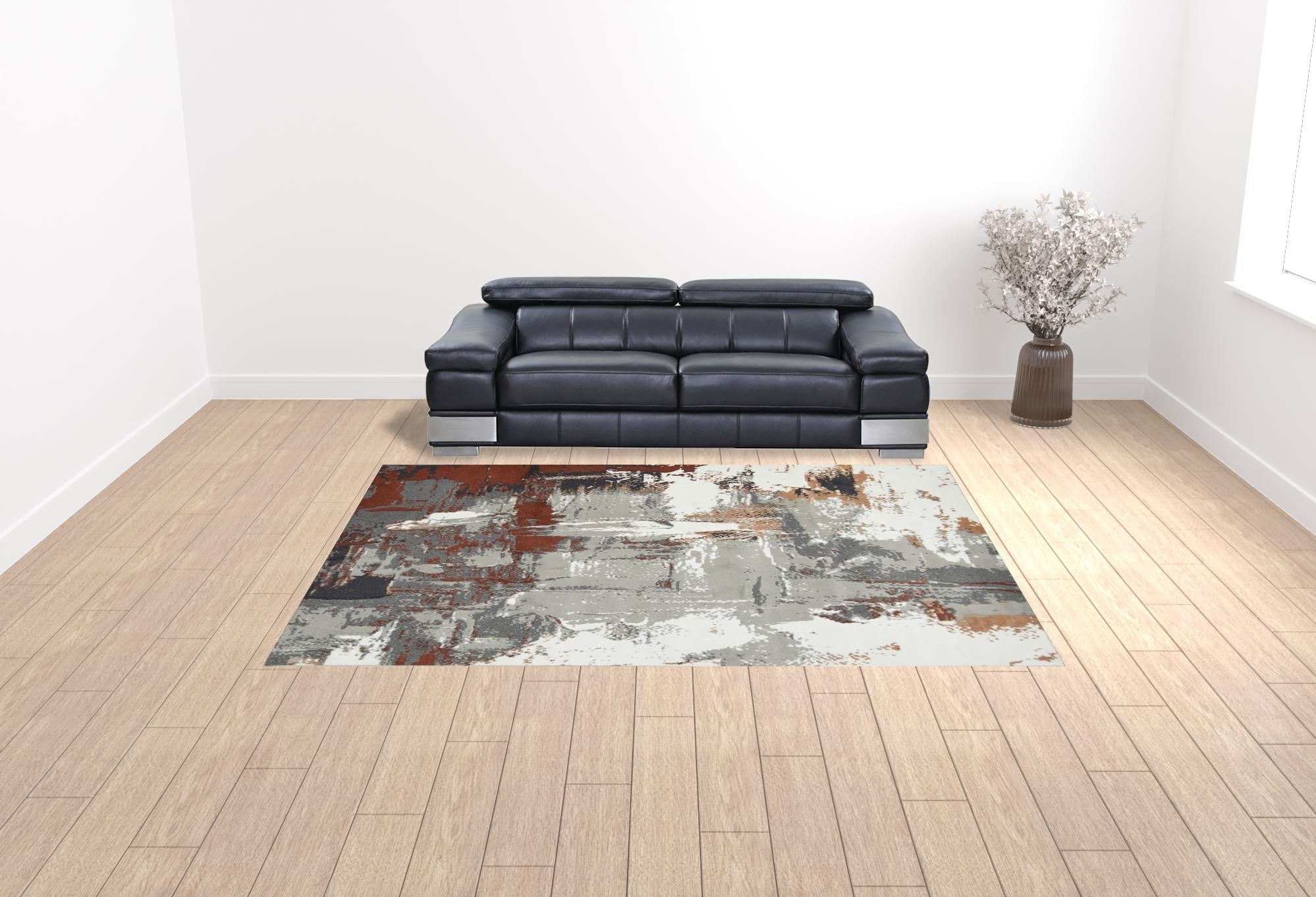 9' x 12' Rust Abstract Power Loom Area Rug