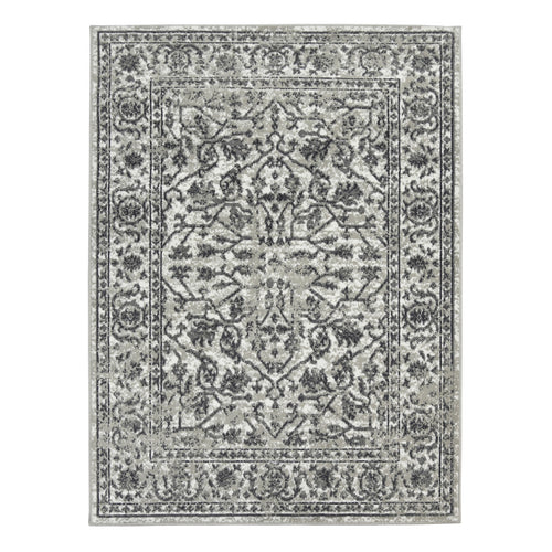 2' x 3' Gray Floral Power Loom Area Rug