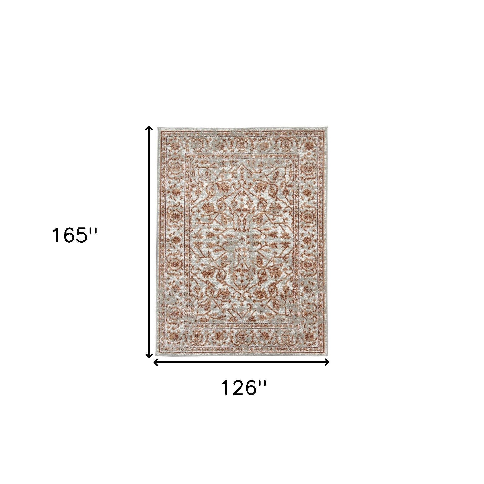 10' x 14' Orange Floral Power Loom Area Rug With Fringe