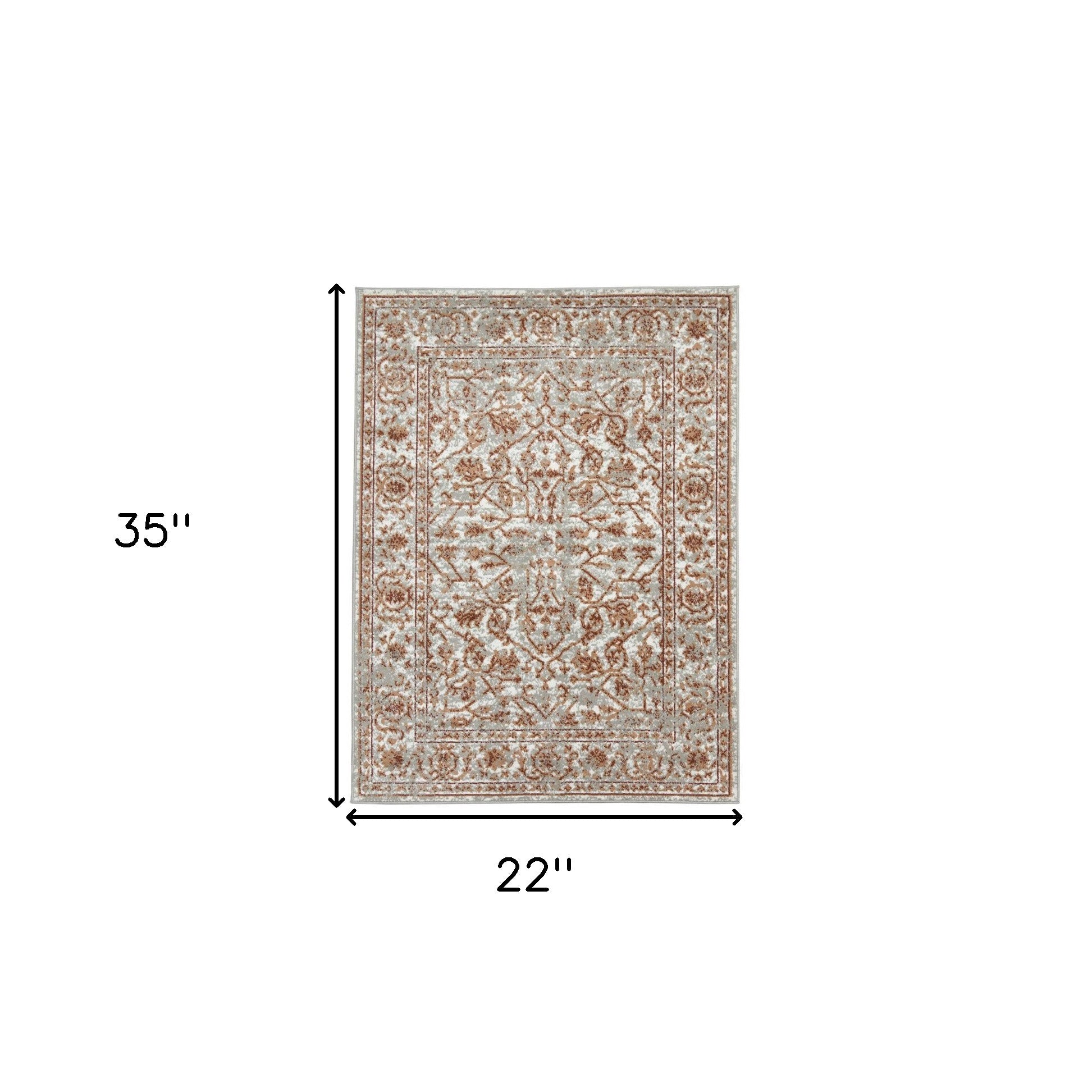 2' x 3' Orange Floral Power Loom Area Rug With Fringe