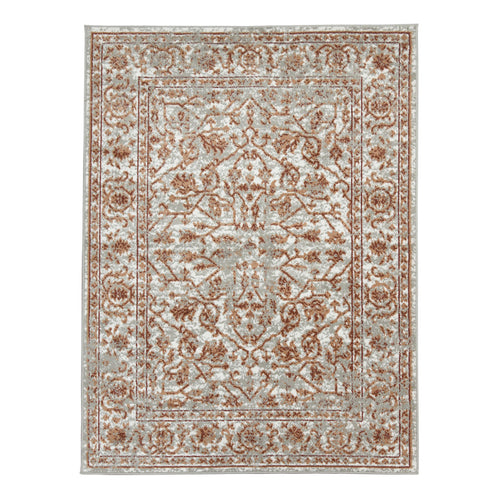 5' x 7' Orange Floral Power Loom Area Rug With Fringe