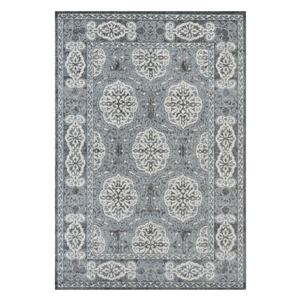 4' x 6' Blue Medallion Power Loom Area Rug